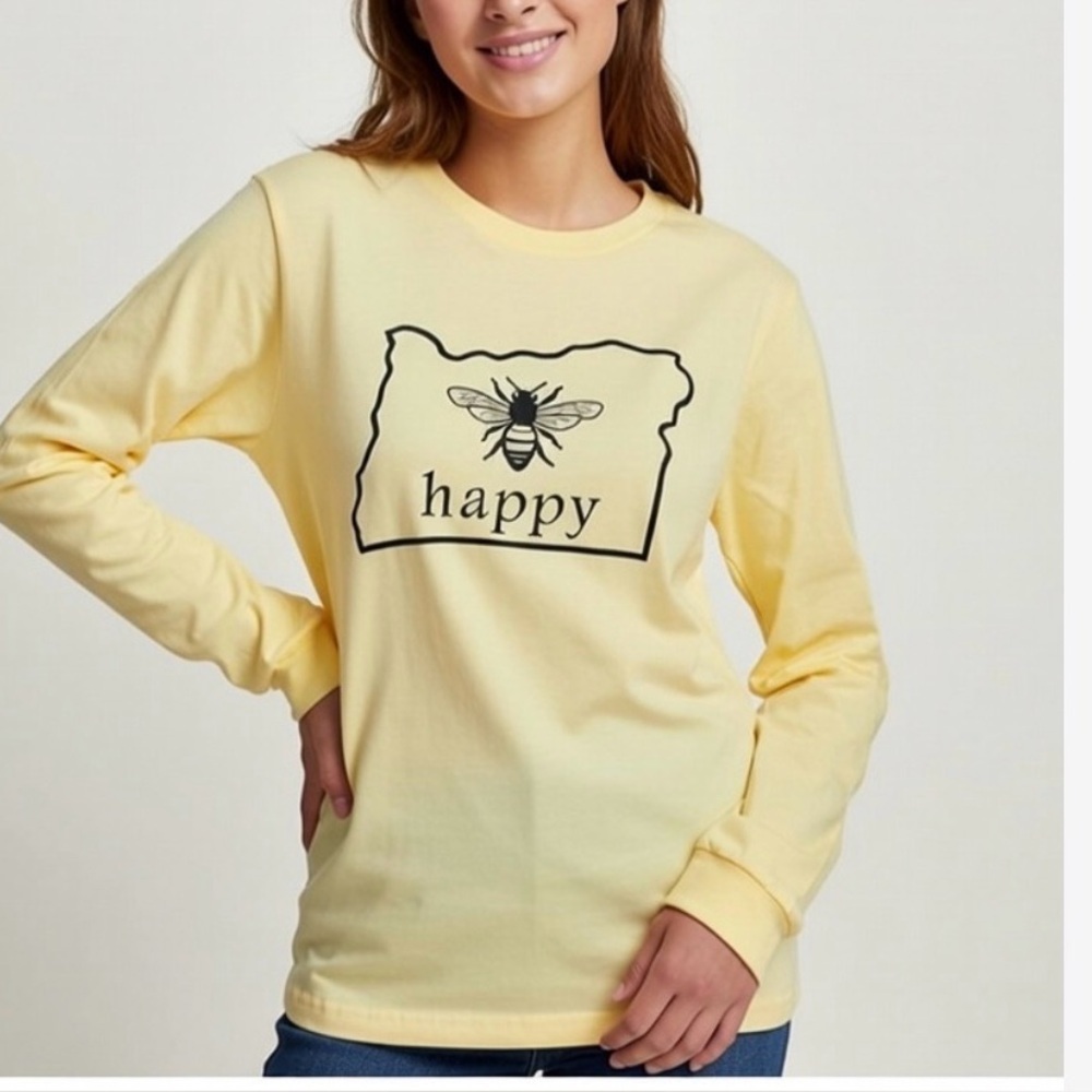 Southern Spirit Oregon Honey Happy Bee Cotton Tee - Size Small